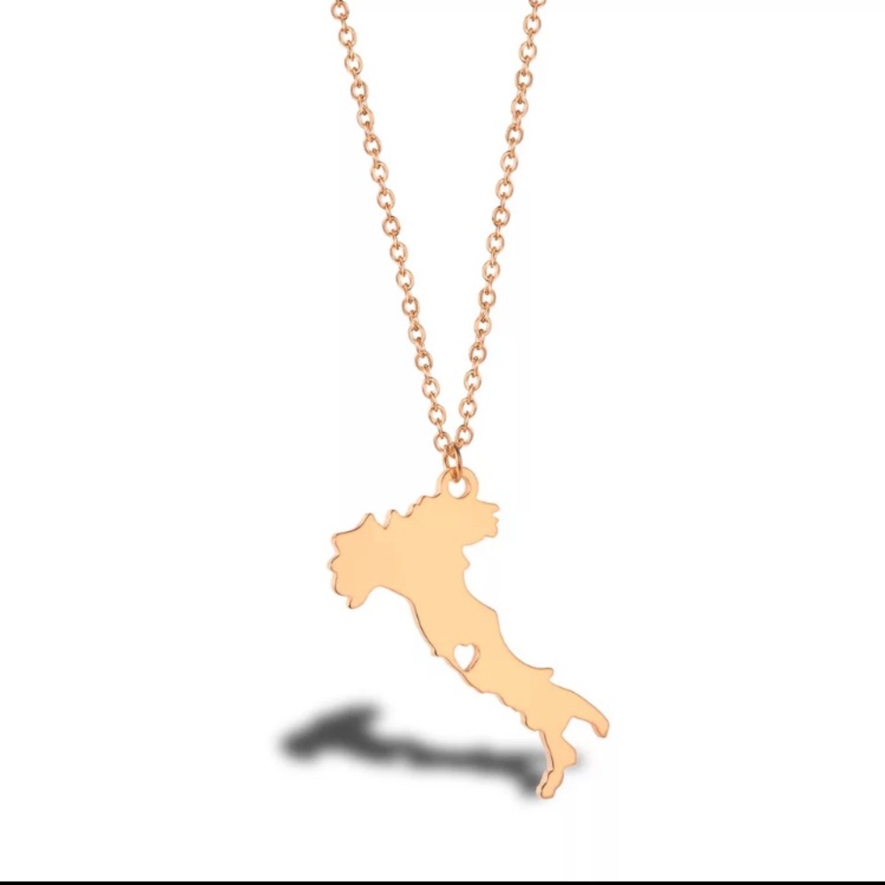 Rose gold ITALY necklace birthday gift for Italy lover.